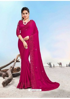 Rose Red Latest Designer Party Wear Fancy Sari