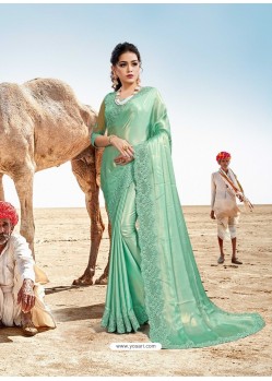 Sea Green Latest Designer Party Wear Fancy Sari