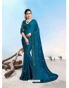 Teal Blue Latest Designer Party Wear Fancy Sari