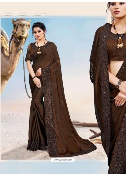 Coffee Latest Designer Party Wear Fancy Sari