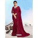 Wine Latest Designer Party Wear Fancy Sari