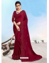 Wine Latest Designer Party Wear Fancy Sari