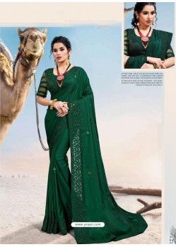 Dark Green Latest Designer Party Wear Fancy Sari