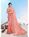 Peach Latest Designer Party Wear Fancy Sari