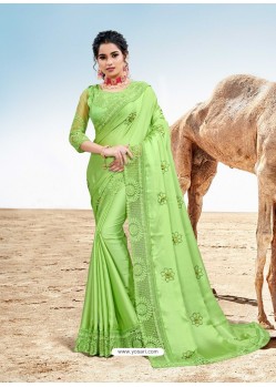 Green Latest Designer Party Wear Fancy Sari