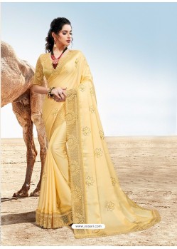 Cream Latest Designer Party Wear Fancy Sari