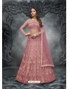 Light Pink Elegant Latest Designer Net Party Wear Anarkali Suit