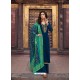 Teal Blue Latest Heavy Designer Party Wear Chinon Chiffon Suit