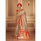 Taupe Latest Designer Party Wear Banarasi Silk Sari