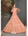 Light Orange Elegant Latest Designer Net Party Wear Anarkali Suit