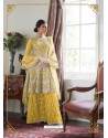 Yellow Latest Heavy Embroidered Wedding Sharara Suit