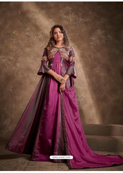 Magenta Readymade Designer Party Wear Gown Style Anarkali Suit