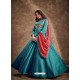 Teal Blue Readymade Designer Party Wear Gown Style Anarkali Suit