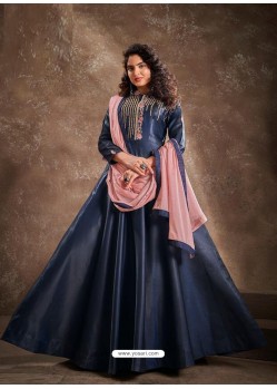 Navy Blue Readymade Designer Party Wear Gown Style Anarkali Suit