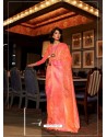 Orange Latest Designer Party Wear Soft Silk Sari