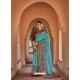 Sky Blue Designer Casual Wear Printed Cotton Sari