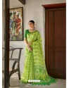 Green Designer Casual Wear Printed Cotton Sari
