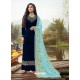 Navy Blue Latest Designer Party Wear Rangoli Georgette Palazzo Suit