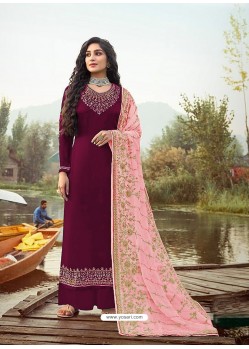 Deep Wine Latest Designer Party Wear Rangoli Georgette Palazzo Suit