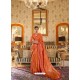 Orange Latest Designer Party Wear Tussar Silk Sari