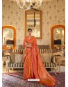 Orange Latest Designer Party Wear Tussar Silk Sari