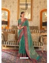 Teal Latest Designer Party Wear Tussar Silk Sari