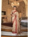 Cream Latest Designer Party Wear Tussar Silk Sari