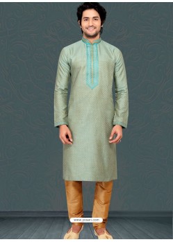 Aqua Grey Readymade Designer Party Wear Kurta Pajama For Men