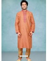 Light Orange Readymade Designer Party Wear Kurta Pajama For Men