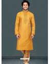 Yellow Readymade Designer Party Wear Kurta Pajama For Men