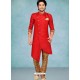 Red Readymade Designer Party Wear Kurta Pajama For Men