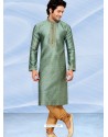 Grayish Green Readymade Designer Party Wear Kurta Pajama For Men