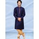 Navy Blue Readymade Designer Party Wear Kurta Pajama For Men