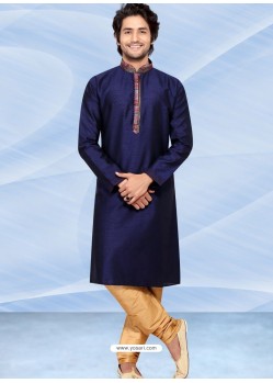 Navy Blue Readymade Designer Party Wear Kurta Pajama For Men