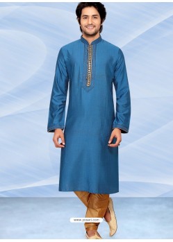 Blue Readymade Designer Party Wear Kurta Pajama For Men