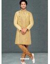 Light Beige Readymade Designer Party Wear Kurta Pajama For Men