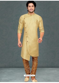 Gold Readymade Designer Party Wear Kurta Pajama For Men