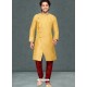 Yellow Readymade Designer Party Wear Kurta Pajama For Men