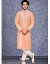 Baby Pink Readymade Designer Party Wear Kurta Pajama For Men