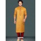 Mustard Readymade Designer Party Wear Kurta Pajama For Men