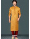 Mustard Readymade Designer Party Wear Kurta Pajama For Men