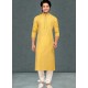 Yellow Readymade Designer Party Wear Kurta Pajama For Men