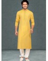 Yellow Readymade Designer Party Wear Kurta Pajama For Men