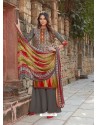 Grey Latest Designer Party Wear Cambric Cotton Palazzo Suit