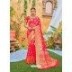 Dark Peach Latest Designer Classic Wear Zari Silk Sari