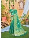 Aqua Mint Latest Designer Classic Wear Zari Silk Sari