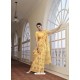 Light Yellow Designer Traditional Party Wear Linen Sari
