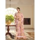 Baby Pink Designer Traditional Party Wear Linen Sari