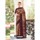 Deep Wine Designer Casual Wear Real Pochamplly Ikkat Silk Sari