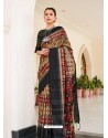 Black Designer Casual Wear Real Pochamplly Ikkat Silk Sari